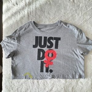 Nike Gray and Red Women's Crop Top